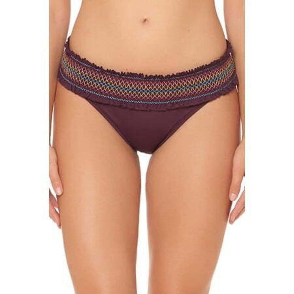 Bleu Rod Beattie Women's Purple Smocked Band Hipster Bikini Bottom 4 NWT - Picture 2 of 2